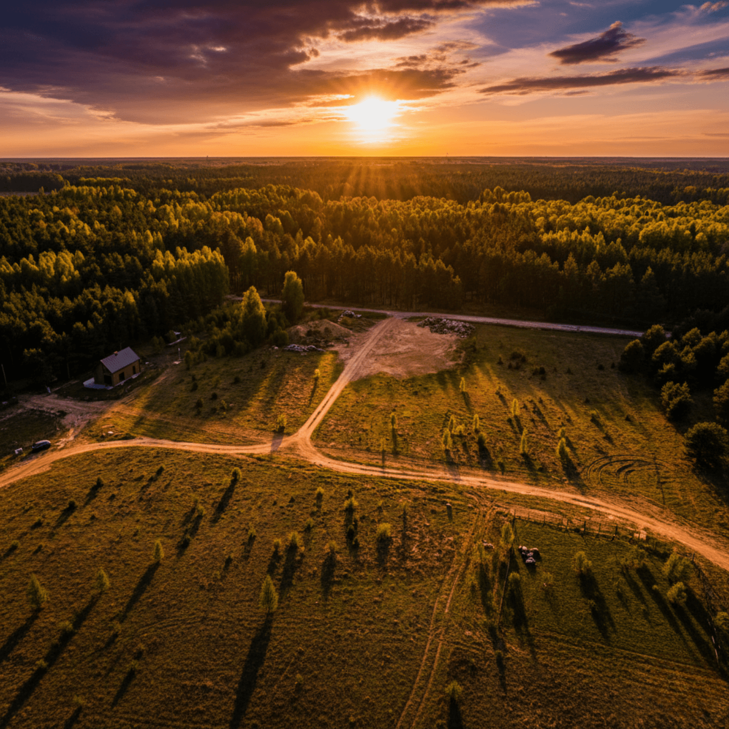 Zachód słońca na działce nad Zalewem Siemianówka
