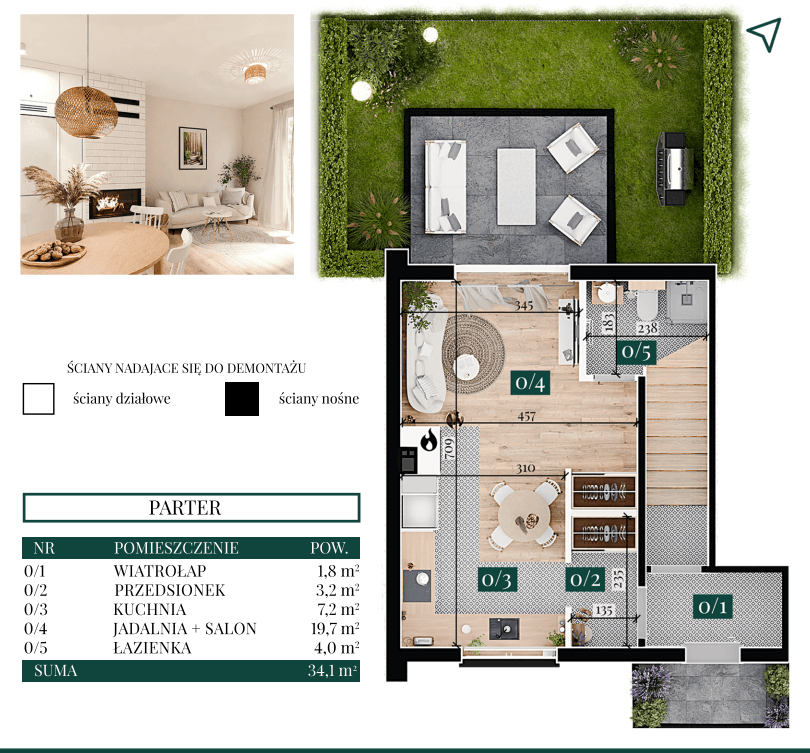 Rzut kawalerki na osiedlu Hygge Forest pod Białymstokiem