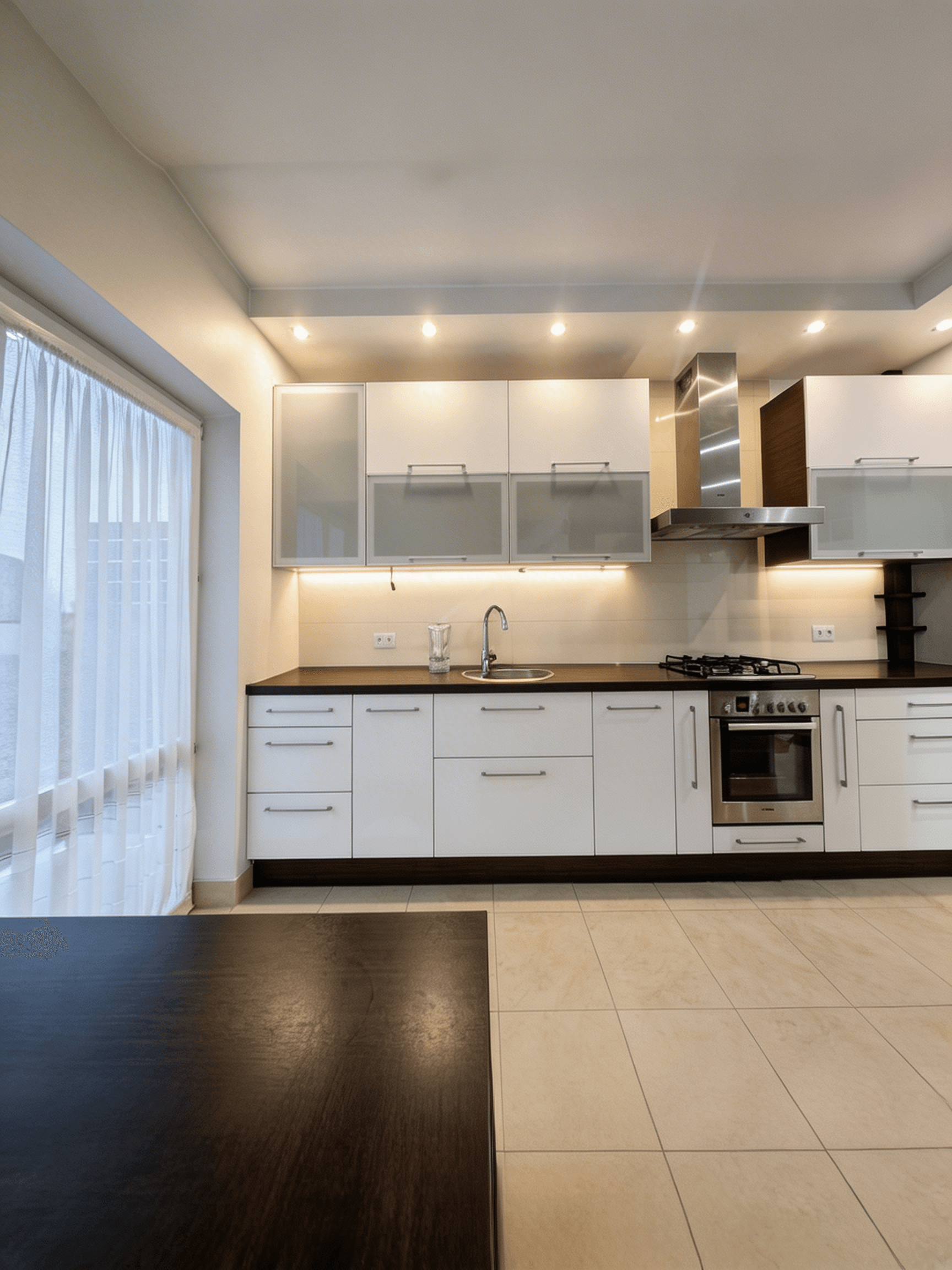 Elegancka kuchnia w mieszkaniu oferowanym przez biuro nieruchomości Janasz Nieruchomości