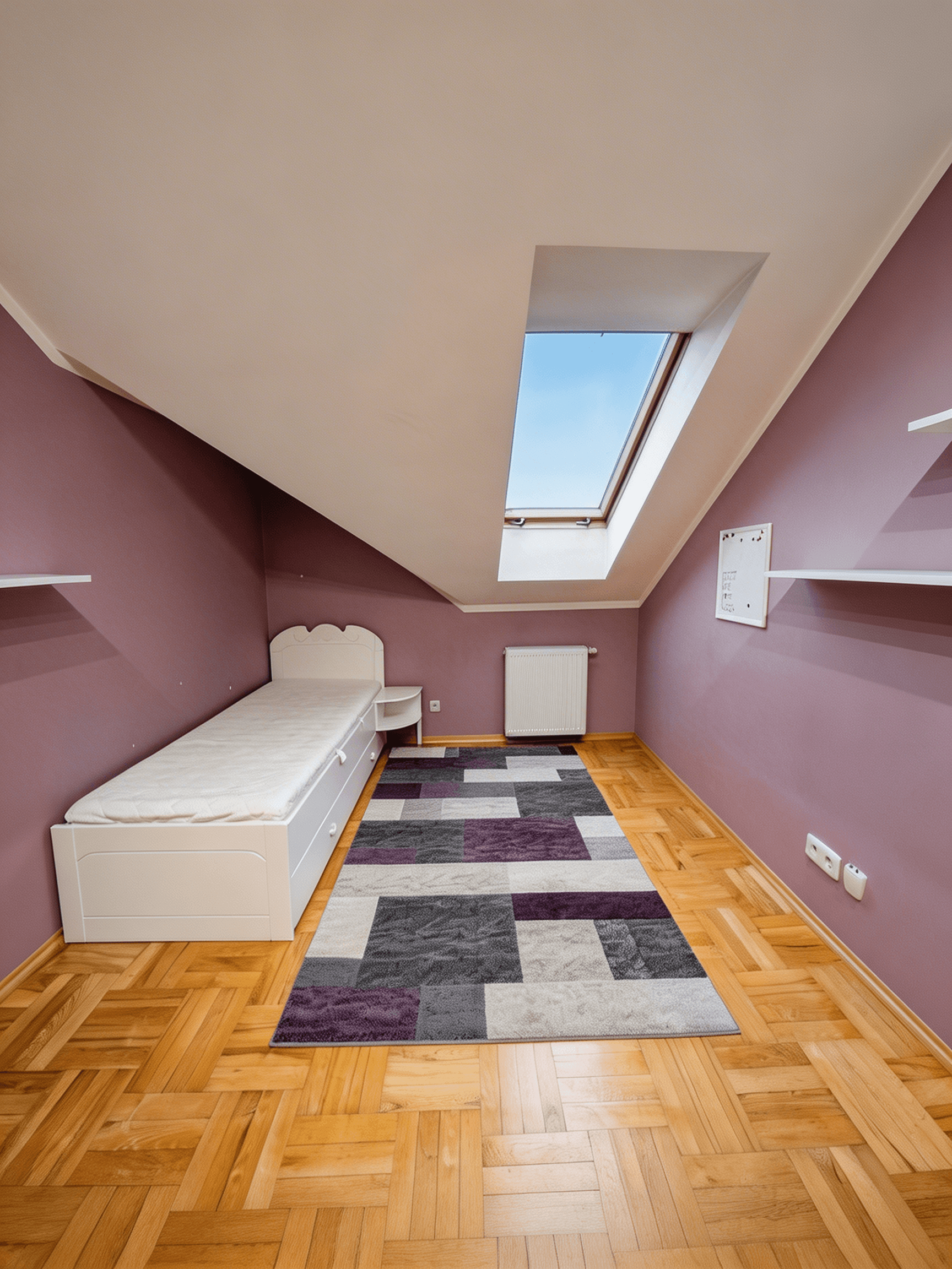 Sypialnia na poddaszu mieszkania na ulicy Sobieskiego w Białymstoku