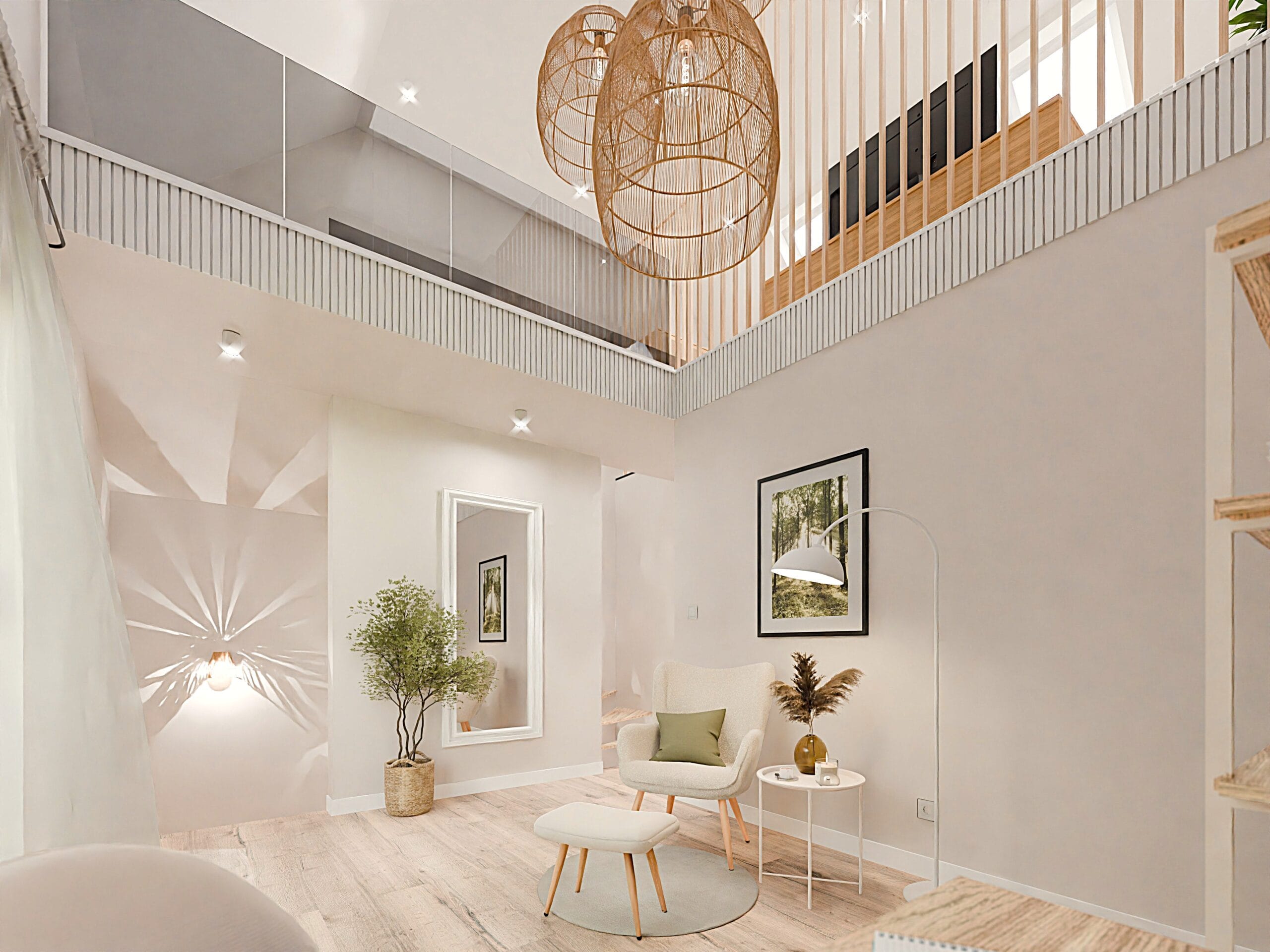 Wizualizacja wnętrza domu w Klepaczach