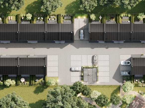 Widok z góry osiedla w Klepaczach