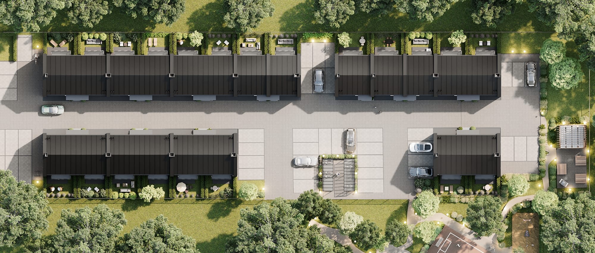 Widok z góry osiedla w Klepaczach