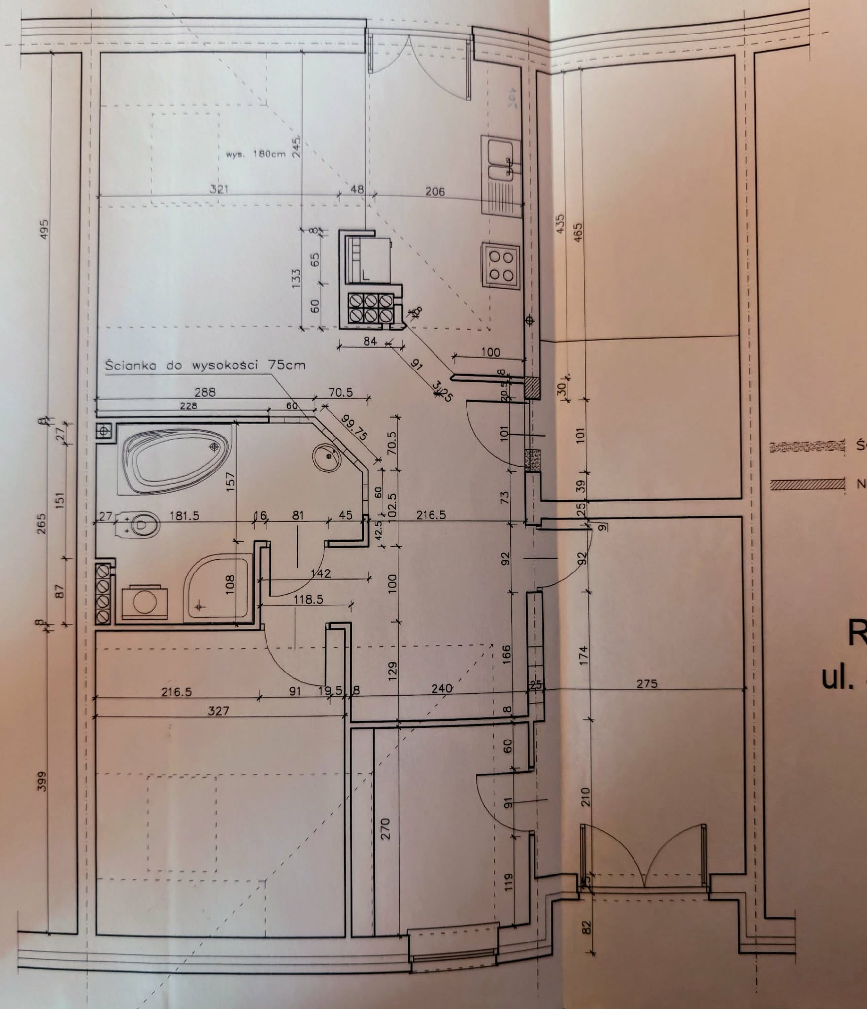 Rzut mieszkania na ulicy Sobieskiego 11