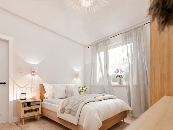 Wizualizacja sypialni domu w inwestycji Hygge Forest