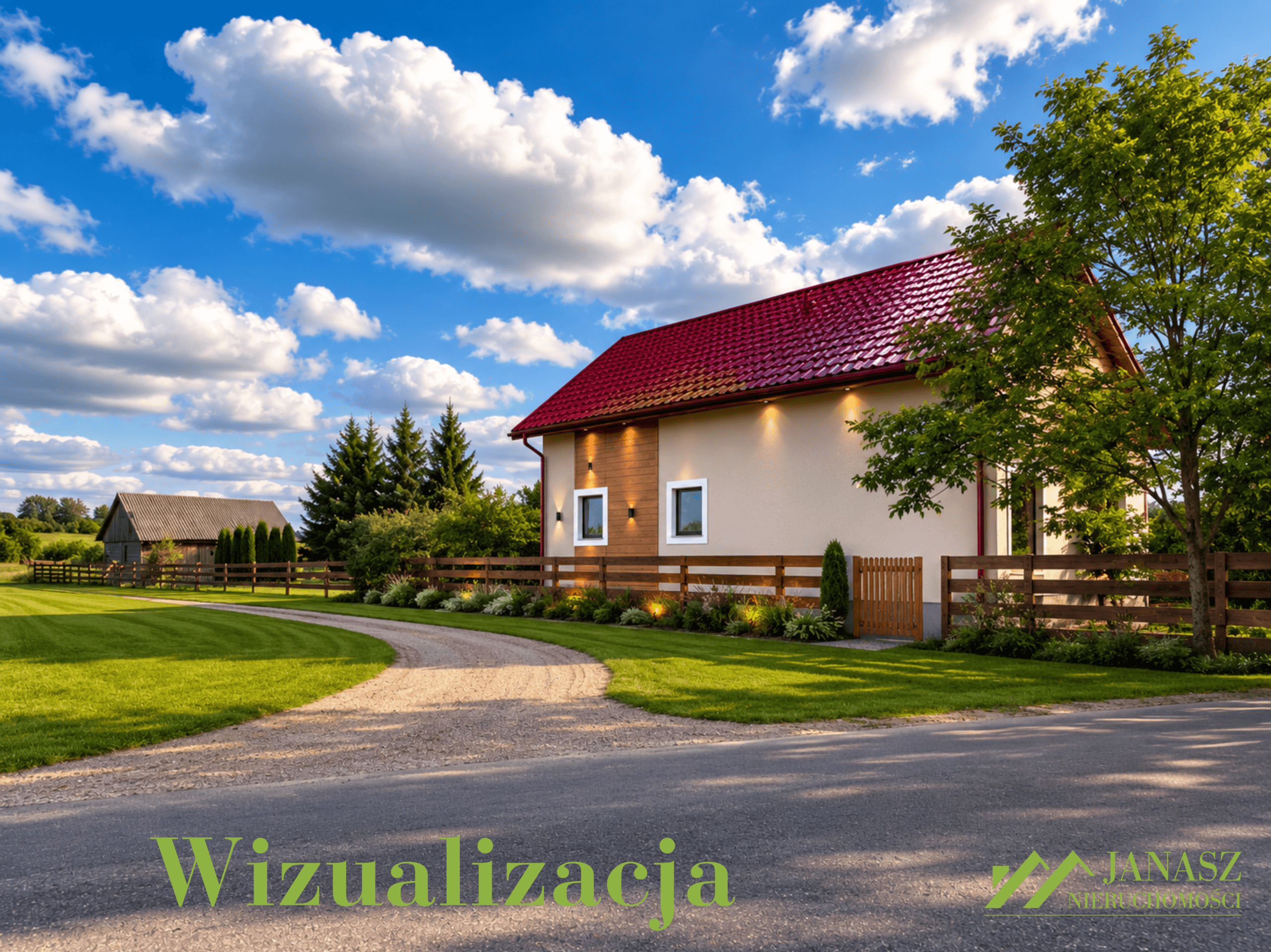 Wizualizacja domu od strony ulicy Sprzedaż domu w Mieleszkach